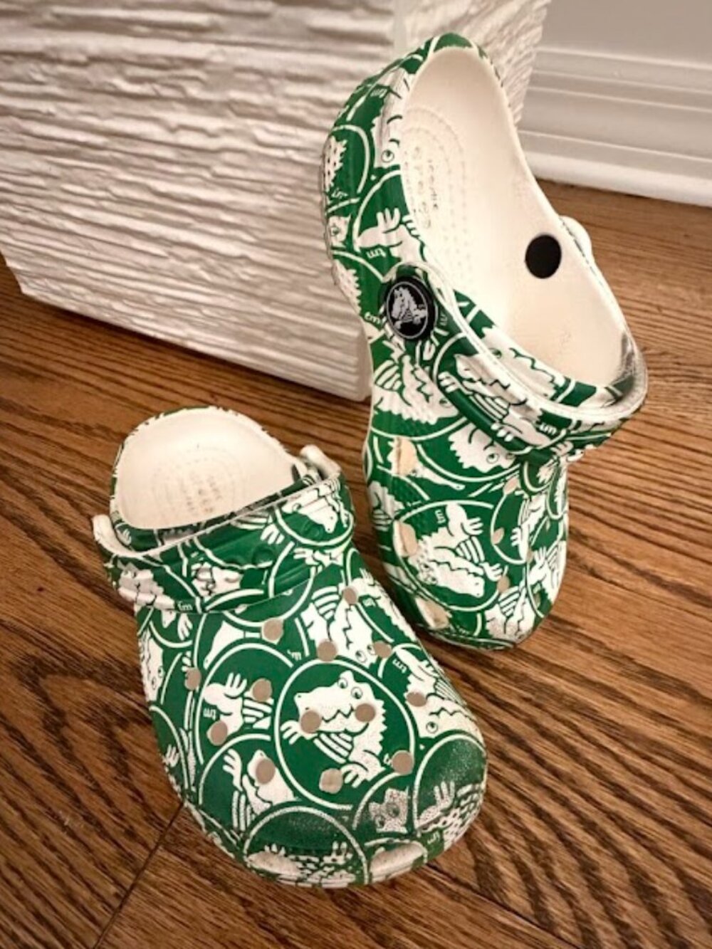 Crocs Kids Classic Clogs Green White Alligator Print Size C9